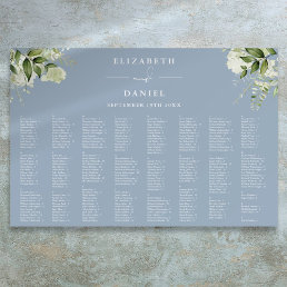 Dusty Blue Floral 300 Names Wedding Seating Chart Foam Board
