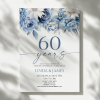 Dusty Blue Floral 60th Wedding Anniversary