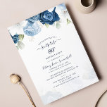 Dusty Blue Floral 80th Birthday Party Invitation<br><div class="desc">Budget 80 Birthday Dusty Blue Floral Party Invitation you can easily edit for your special birthday by clicking the "Personalize" button</div>