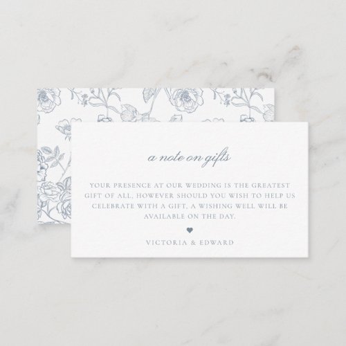 Dusty Blue Floral A Note On Gifts Wedding Enclosure Card