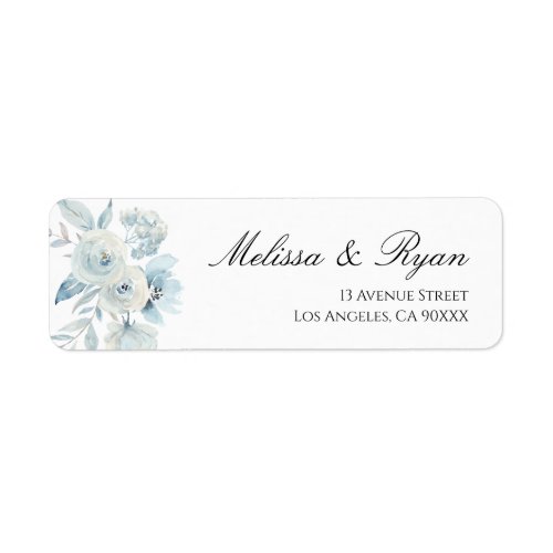 dusty blue floral address label