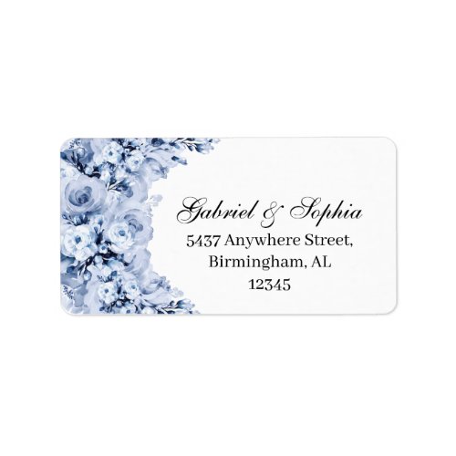 Dusty Blue Floral Address Label