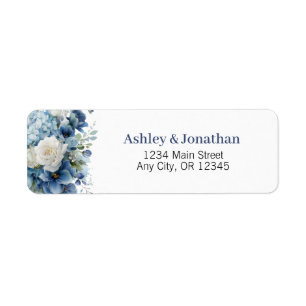 Dusty Blue Floral Address Labels Personalized