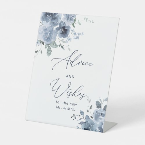 Dusty Blue Floral Advice and Wishes Pedestal Sign