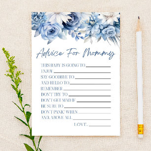 Dusty Blue Floral Advice Baby Shower Game Activity