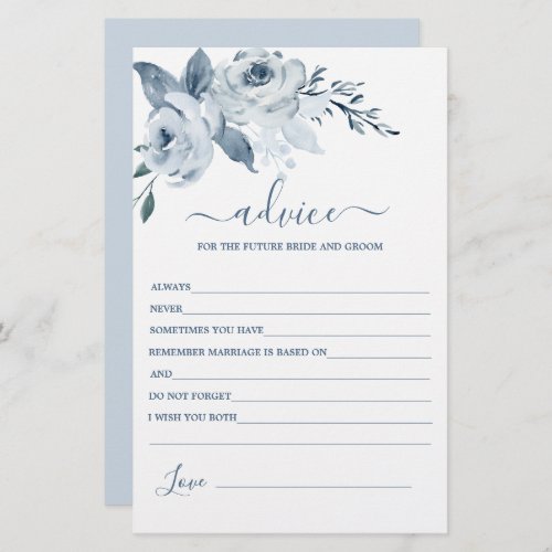 Dusty Blue Floral Advice for the Bride card