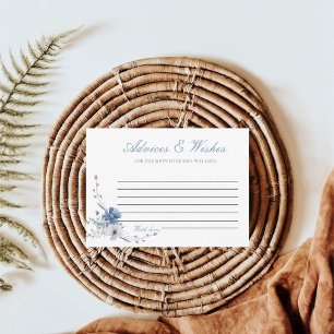 Dusty Blue Floral Advices & WIshes Bridal Shower Enclosure Card