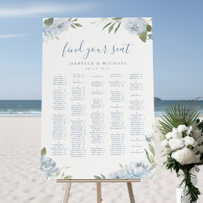 Dusty blue floral Alphabetical Seating Chart Foam Board