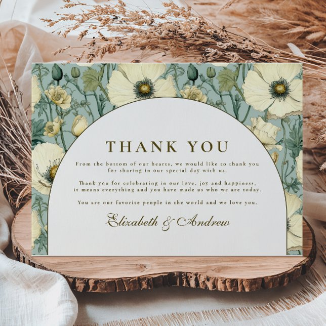 Dusty Blue Floral Arch Garden Wedding Thank You Card (Creator Uploaded)