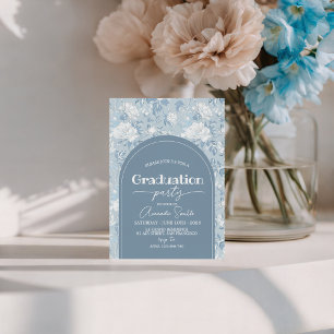 Dusty Blue Floral Arch Graduation Invite