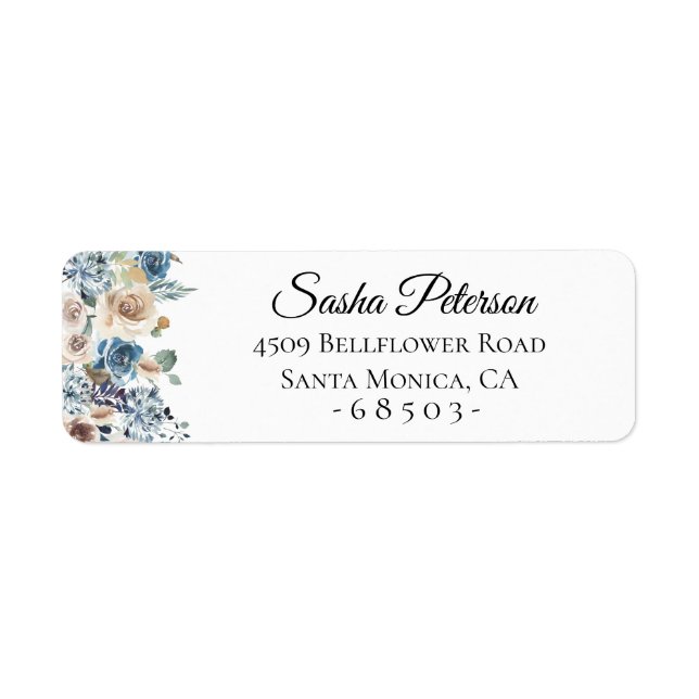 Dusty Blue Floral Arrangement Label (Front)
