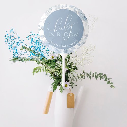 Dusty Blue Floral Baby in Bloom Baby Shower Balloon