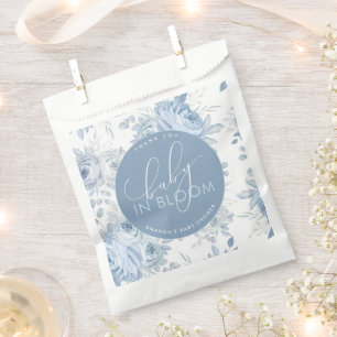 Dusty Blue Floral Baby in Bloom Baby Shower Favor Bag