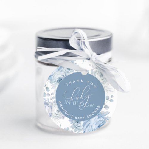 Dusty Blue Floral Baby in Bloom Baby Shower Favor Tags