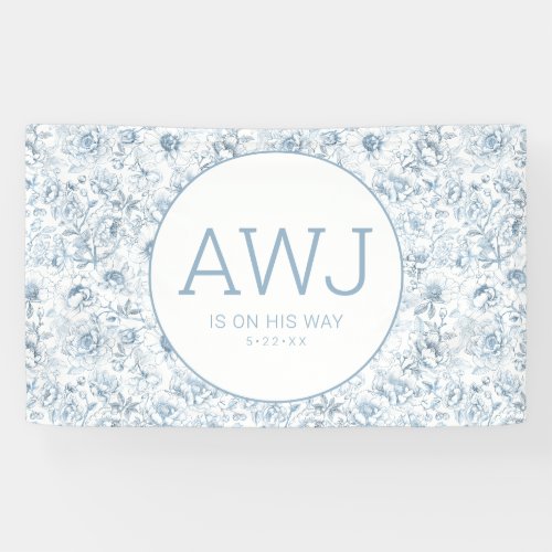 Dusty Blue Floral Baby Shower Banner