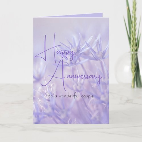 Dusty Blue Floral Background Anniversary Card
