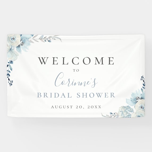 Dusty Blue Floral Banner (Horizontal)