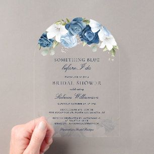 Dusty Blue Floral Before I Do Bridal Shower Acrylic Invitations