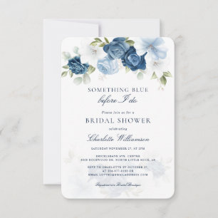 Dusty Blue Floral Before I Do Bridal Shower Invitation