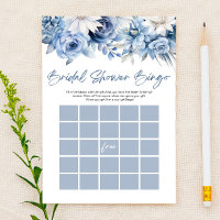 Dusty Blue Floral Bingo Bridal Shower Game