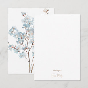 Dusty Blue Floral Blank Thank You 
