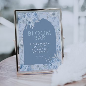 Dusty Blue Floral Bloom Bar Sign by DBDM_Creations at Zazzle