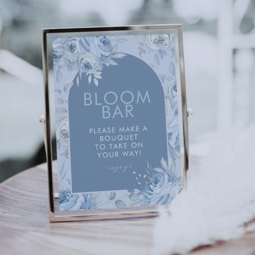 Dusty Blue Floral Bloom Bar Sign
