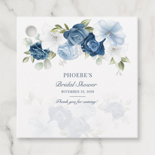 Dusty Blue Floral Bloom Eucalyptus Succulent Favor Tags