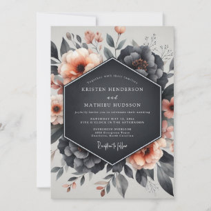 Dusty Blue Floral Bloom Wedding Invitation