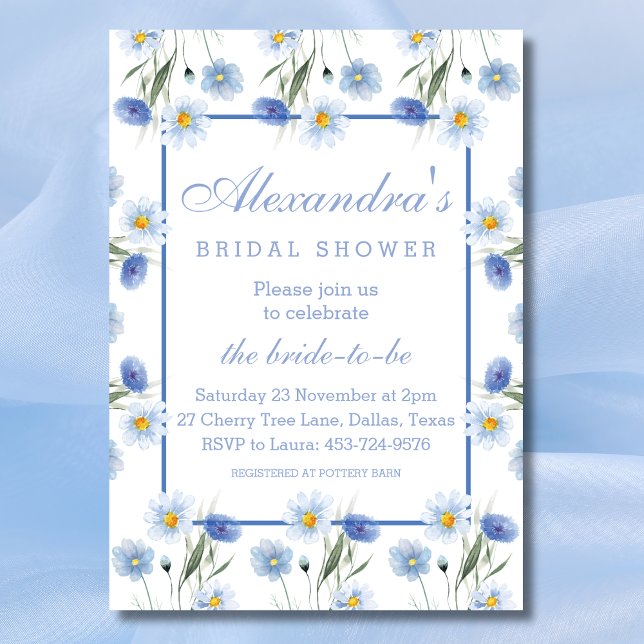 Dusty Blue Floral Boho Spring Bridal Shower  Invitation (Creator Uploaded)