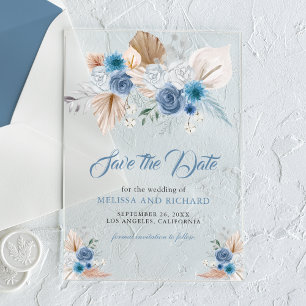 Dusty Blue Floral Boho Wedding Save the Date