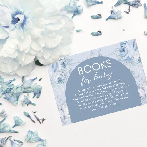 Dusty Blue Floral Books For Baby Enclosure Card