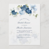 Dusty Blue Floral Botanical Bridal Shower Invitation Postcard (Front)