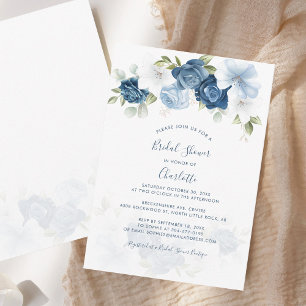 Dusty Blue Floral Botanical Bridal Shower Note Card