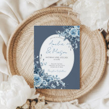 Dusty Blue Floral Botanical Elegant Wedding