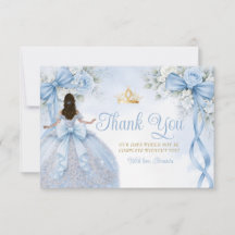 Dusty Blue Floral Bow Ribbon Quinceañera Crown