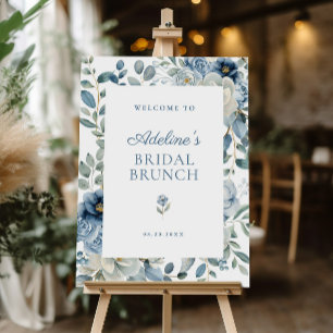 Dusty Blue Floral Bridal Brunch Welcome Sign
