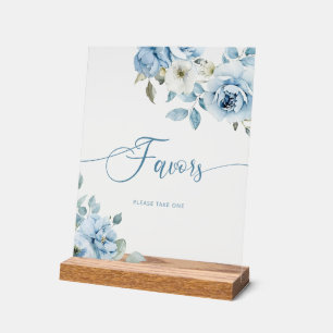 Dusty blue floral bridal Favors Acrylic Sign