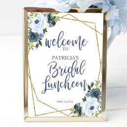 Dusty Blue Floral Bridal Luncheon Welcome Sign