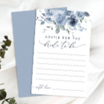 Dusty Blue Floral Bridal Shower Advice Card<br><div class="desc">Dusty Blue Floral Bridal Shower Advice Card. Matching items available. See full collection here: https://www.zazzle.com/collections/elegant_dusty_blue_floral_bouquet-119743866163758178</div>