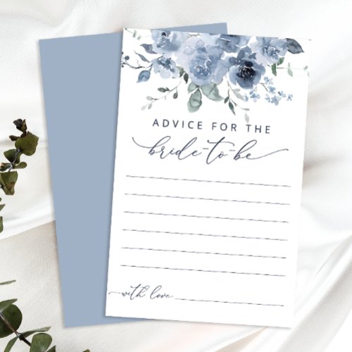 Dusty Blue Floral Bridal Shower Advice Card