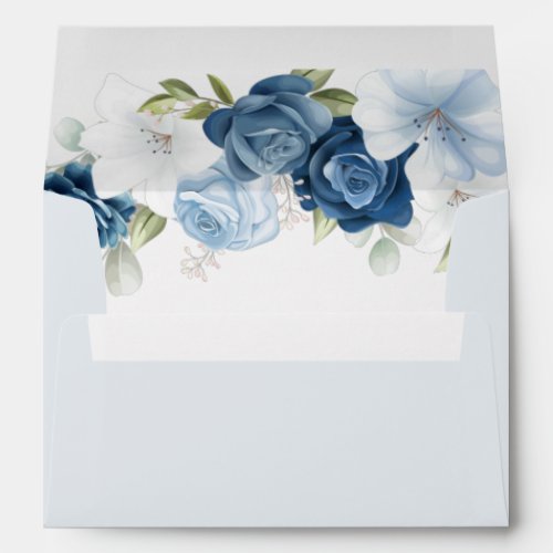 Dusty Blue Floral Bridal Shower and Wedding Envelope
