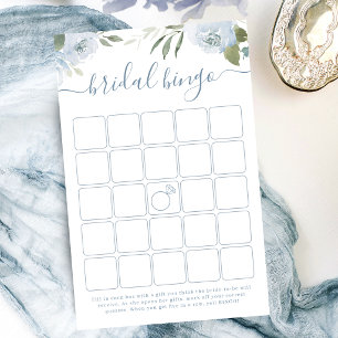 Dusty blue floral bridal shower bingo game