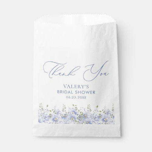 Dusty Blue Floral Bridal Shower Favor Bag
