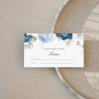 Dusty Blue Floral Bridal Shower Guess How Many Enclosure Card