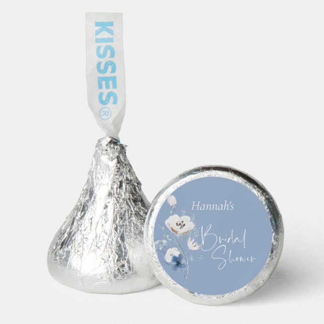 Dusty Blue Floral Bridal Shower Hershey®'s Kisses® (Front)