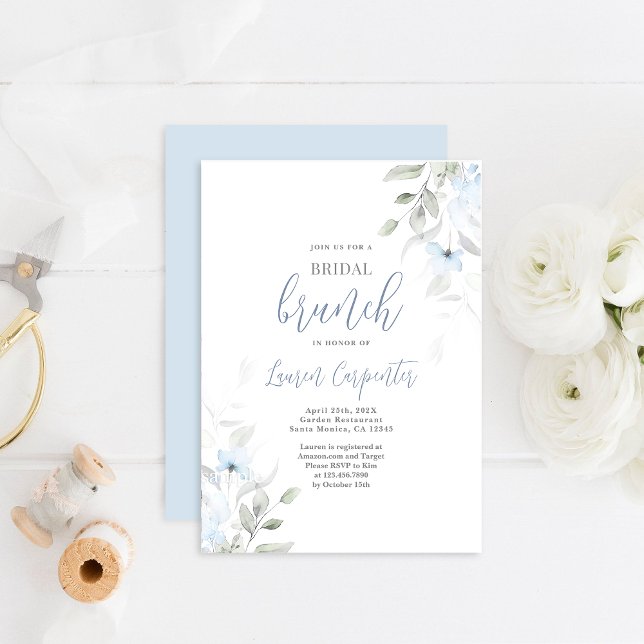 Dusty Blue Floral Bridal Shower Invitation (Creator Uploaded)