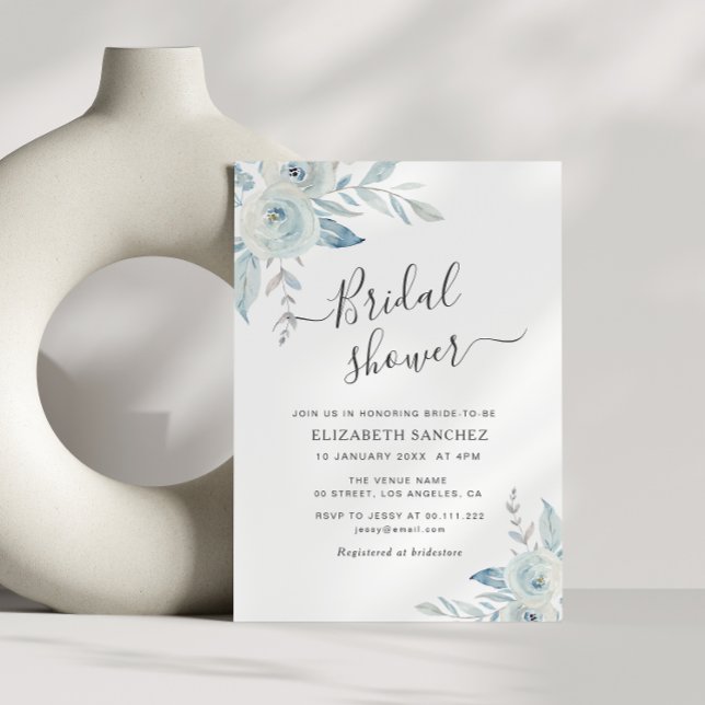 dusty blue floral bridal shower invitation (Creator Uploaded)