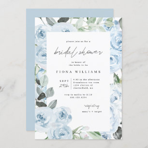 Dusty Blue Floral Bridal Shower Invitation