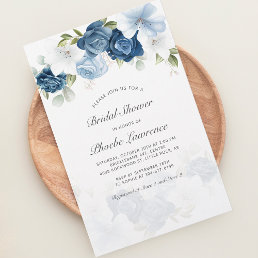 Dusty Blue Floral Bridal Shower Invitation Card